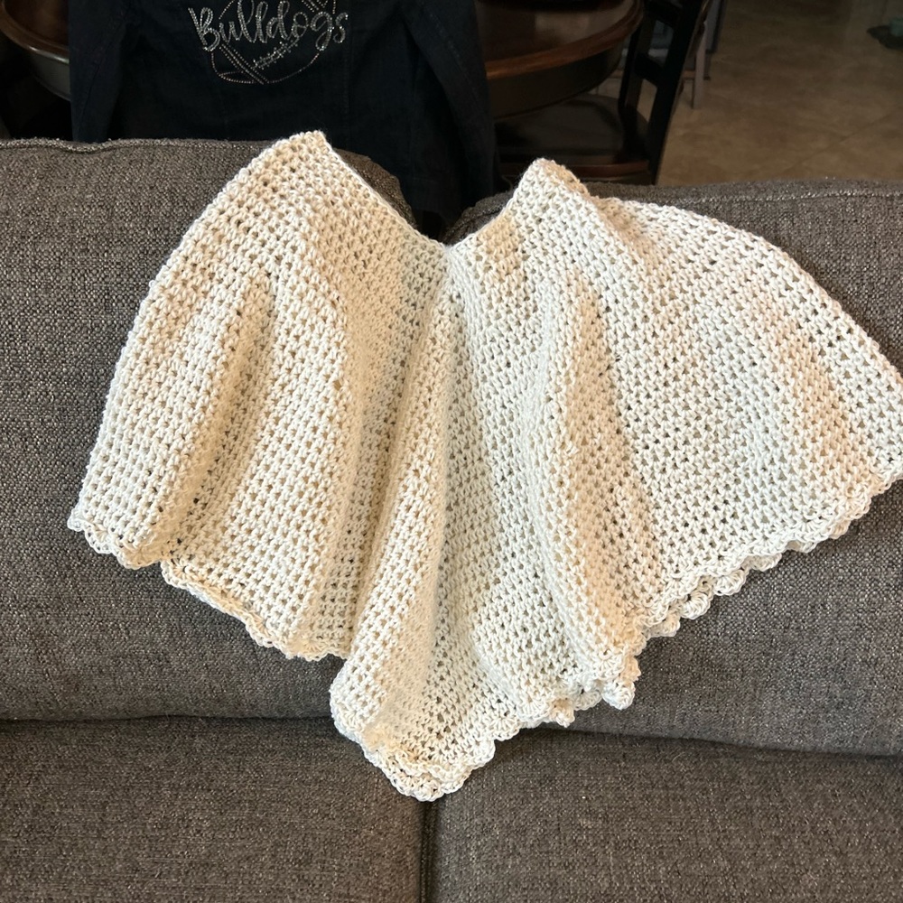 NWT ivory poncho constructed with Cotton Blend yarn.  Machine was and dry!